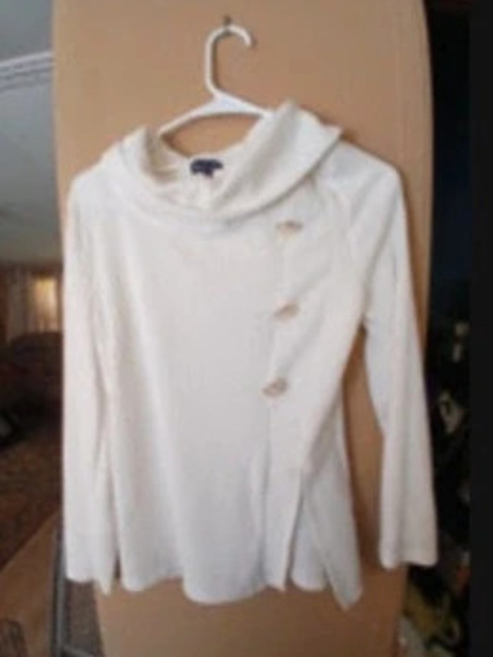 Cozy Cream Cowl-Neck Button-Accent Sweater